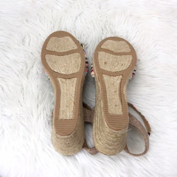 2/$30 White Mountain 9 M Womens Colorful Striped Bow Espadrille Wedges Sandals - Picture 4 of 9